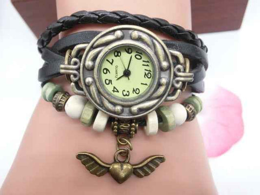 Vintage Flying Heart Bracelet Watch - Casual Pendant Belt Timepiece