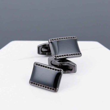 Mens Black Cufflinks - Elegant Accessories with Grey Copper Sleeve Studs for Men