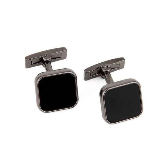 Mens Black Cufflinks - Elegant Accessories with Grey Copper Sleeve Studs for Men