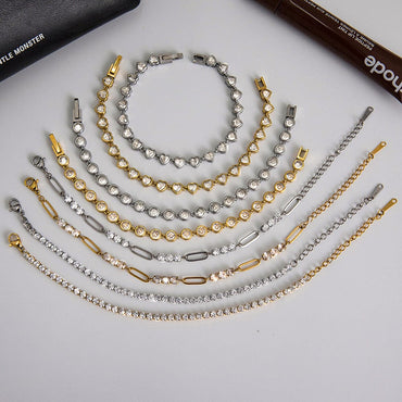 Stainless Steel Zircon Bracelet With A Light-luxury, High-end Feel