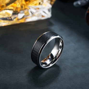 European And American Black Titanium Steel Ring for Men