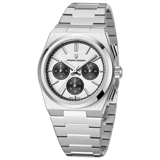 Men's Blue Chronograph Watch - 100M Waterproof, Sapphire Crystal, Stainless Steel