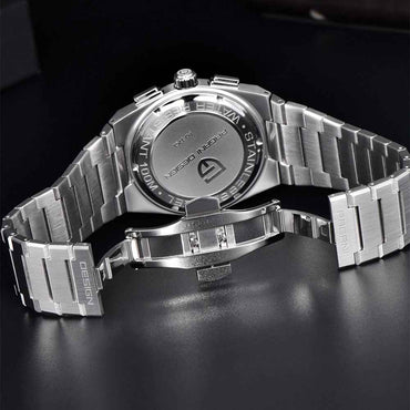 Men's Blue Chronograph Watch - 100M Waterproof, Sapphire Crystal, Stainless Steel