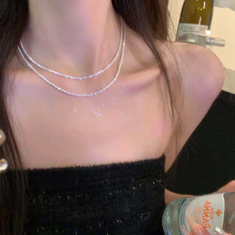 S925 Sterling Silver 18K Gold-Plated Sparkling Starry Sky Necklace For Women