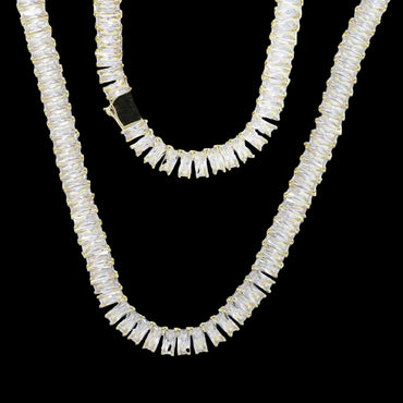 Men's Hip-Hop Zirconia Necklace in Copper Alloy Rectangular Design