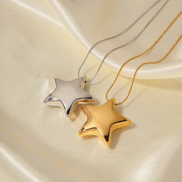 18K Gold-plated Star Necklace Jewelry - Stainless Steel Five-pointed Star Design