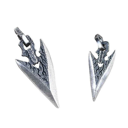 Mens Silver Weapon Necklace with Stone in Weapon Shape