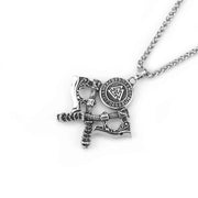 Men's Stainless Steel Axe Pendant Necklace - Double Axe Design