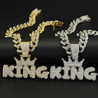 Men's Fashion Necklace with Diamond Pendant in Alloy