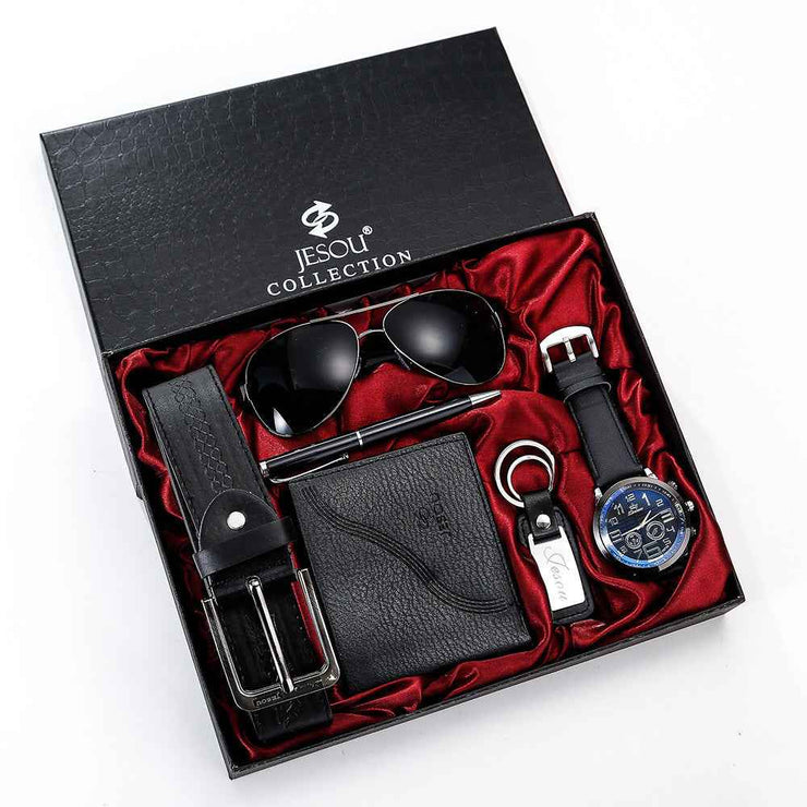 Mens Gift Set: Elegant Watch, Belt, and Wallet for Him - Perfect Men&