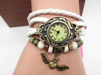 Vintage Flying Heart Bracelet Watch - Casual Pendant Belt Timepiece