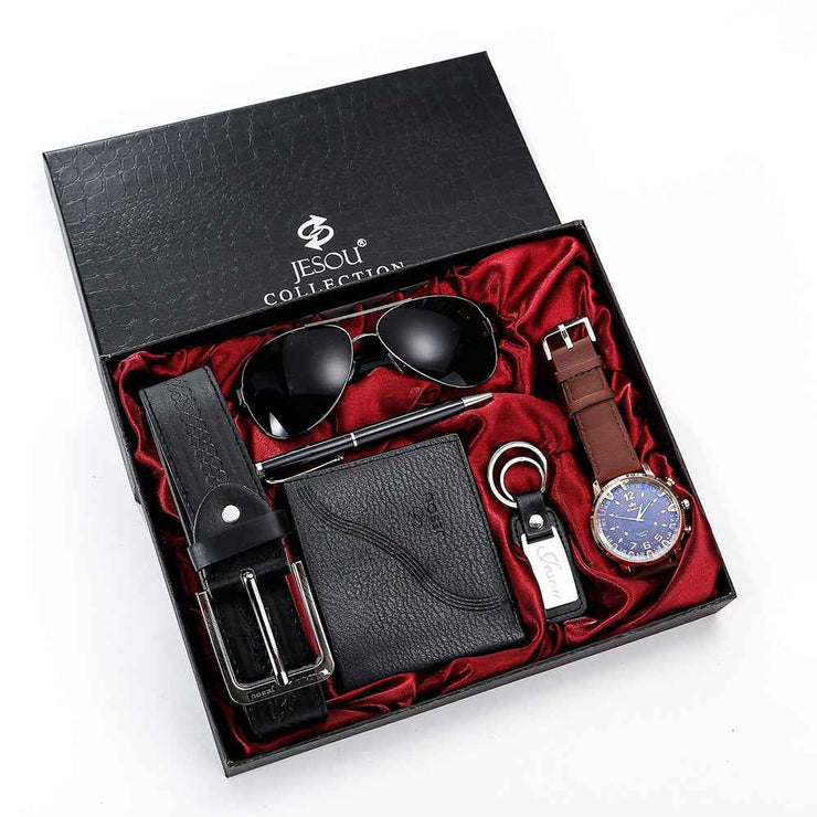 Mens Gift Set: Elegant Watch, Belt, and Wallet for Him - Perfect Men&