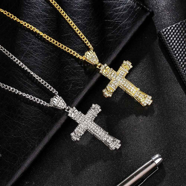 Iced Out Cross Necklace for Men - Sparkling Iced Out Men&