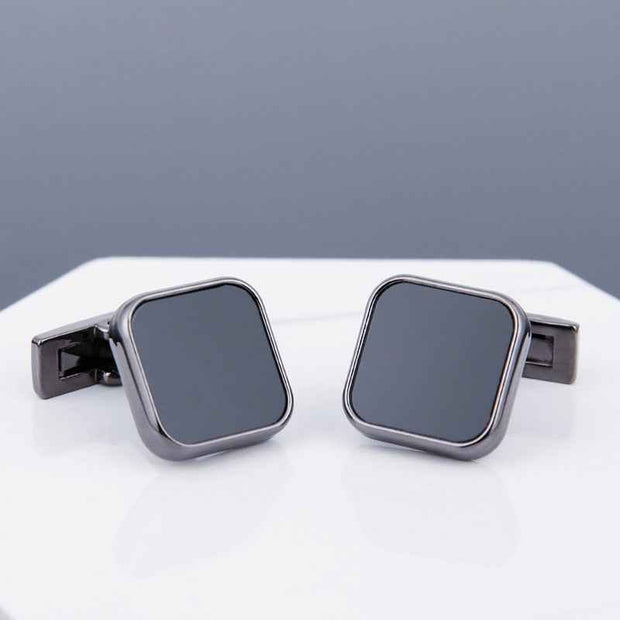 Mens Black Cufflinks - Elegant Accessories with Grey Copper Sleeve Studs for Men