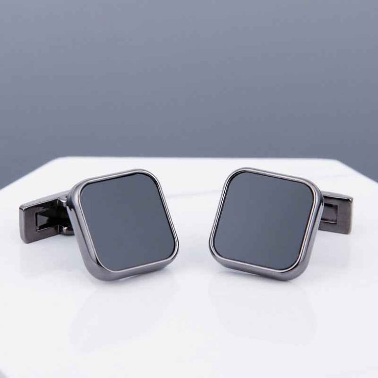 Mens Black Cufflinks - Elegant Accessories with Grey Copper Sleeve Studs for Men