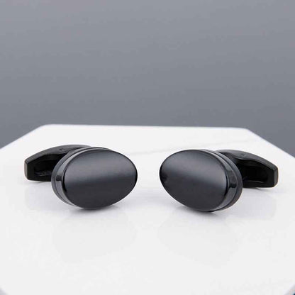 Mens Black Cufflinks - Elegant Accessories with Grey Copper Sleeve Studs for Men