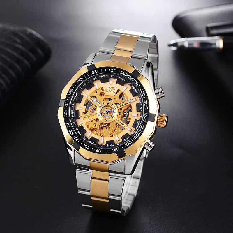 Men's Mechanical Fashion Watch Steel Band High-end Hollow Design