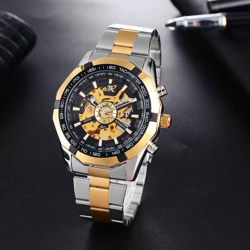 Men's Mechanical Fashion Watch Steel Band High-end Hollow Design