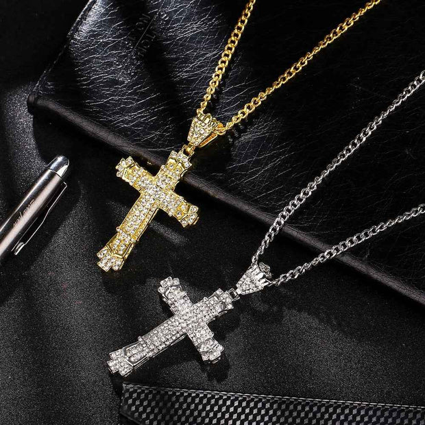 Iced Out Cross Necklace for Men - Sparkling Iced Out Men&