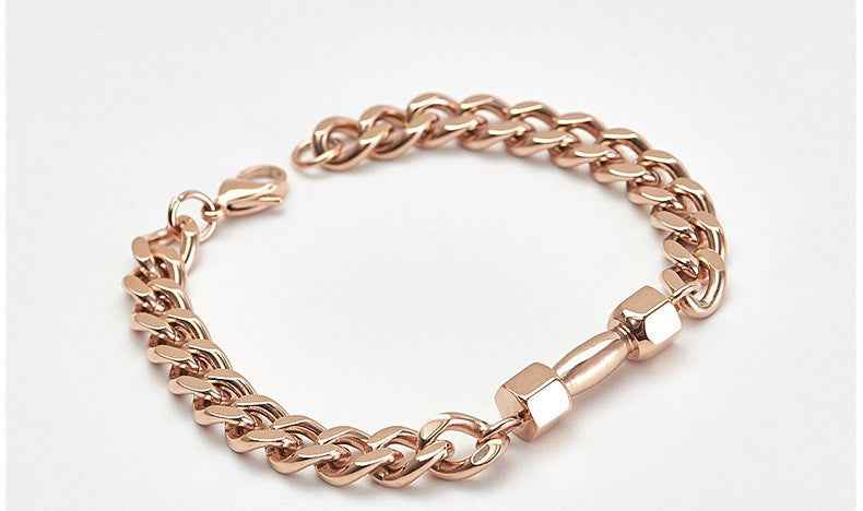 Mens Titanium Steel Dumbbell Bracelet Vintage