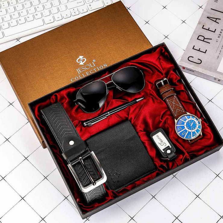 Mens Gift Set: Elegant Watch, Belt, and Wallet for Him - Perfect Men&