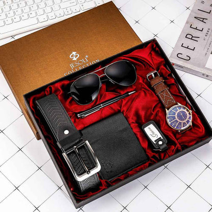 Mens Gift Set: Elegant Watch, Belt, and Wallet for Him - Perfect Men's Gift Set