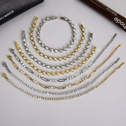 Stainless Steel Zircon Bracelet With A Light-luxury, High-end Feel
