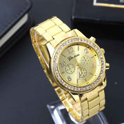 Geneva Men's Diamond-Acc Quartz Watch - Three-Eye Alloy Design