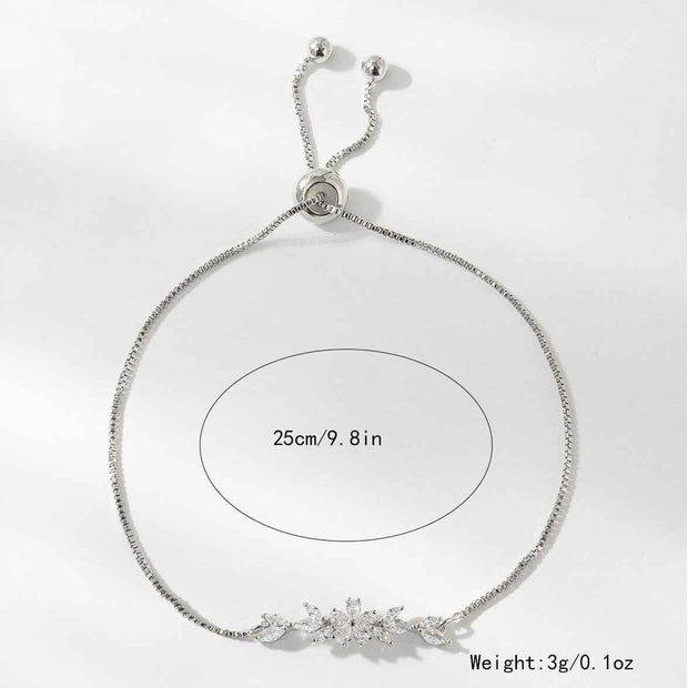 Zircon Flower Leaf Bracelet - Silver & Gold-plated Design for Women&