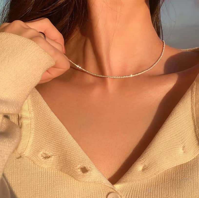 S925 Sterling Silver 18K Gold-Plated Sparkling Starry Sky Necklace For Women