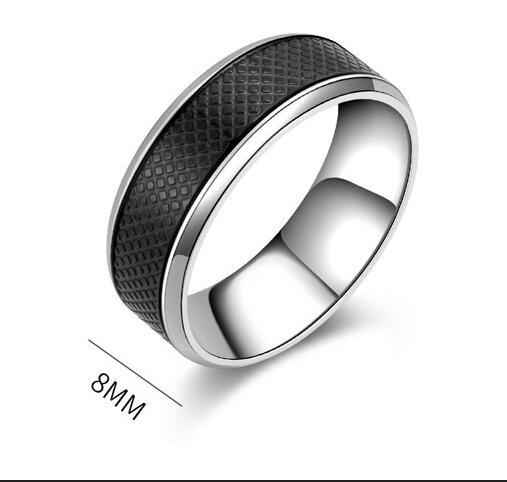 European And American Black Titanium Steel Ring for Men