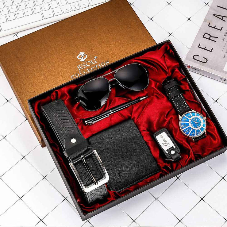 Mens Gift Set: Elegant Watch, Belt, and Wallet for Him - Perfect Men&