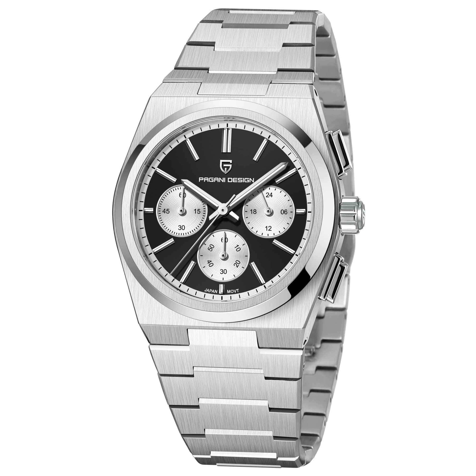 Men's Blue Chronograph Watch - 100M Waterproof, Sapphire Crystal, Stainless Steel