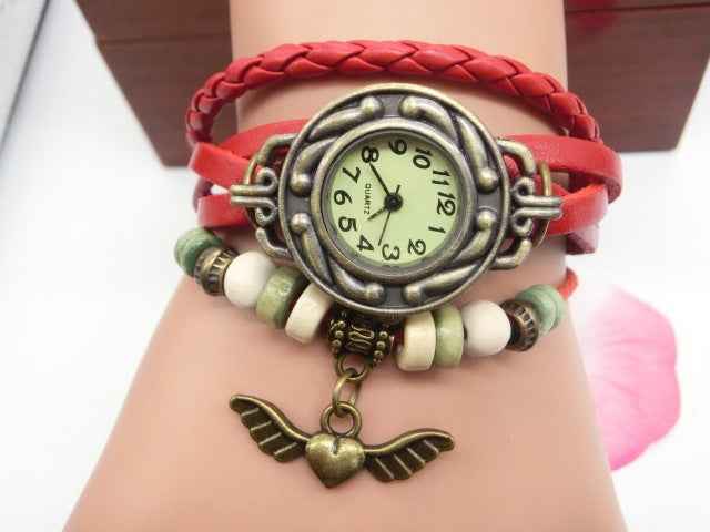 Vintage Flying Heart Bracelet Watch - Casual Pendant Belt Timepiece