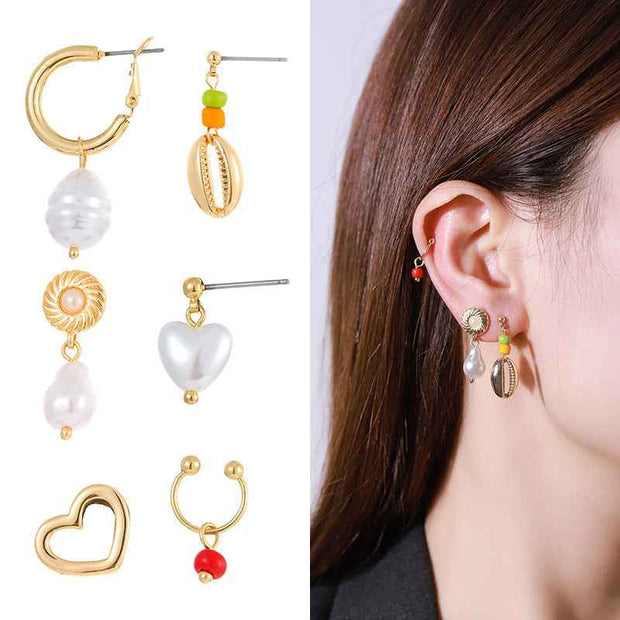 Gold-plated Pearl Necklace with Inlaid Pearls - Multi-row Women&