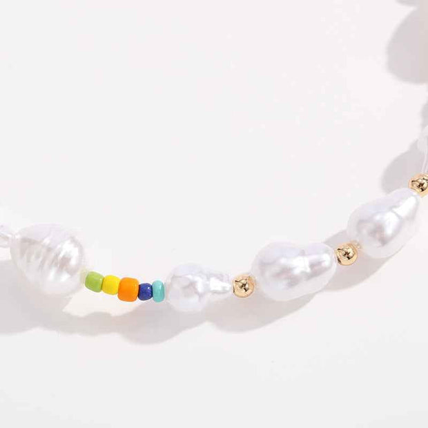 Gold-plated Pearl Necklace with Inlaid Pearls - Multi-row Women&