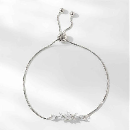 Zircon Flower Leaf Bracelet - Silver & Gold-plated Design for Women's Daily and Holiday Wear