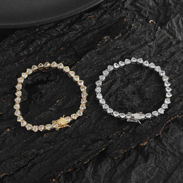 Women's Heart-shaped Couple Bracelet - Elegant Tennis Chain Design Perfect for Couples