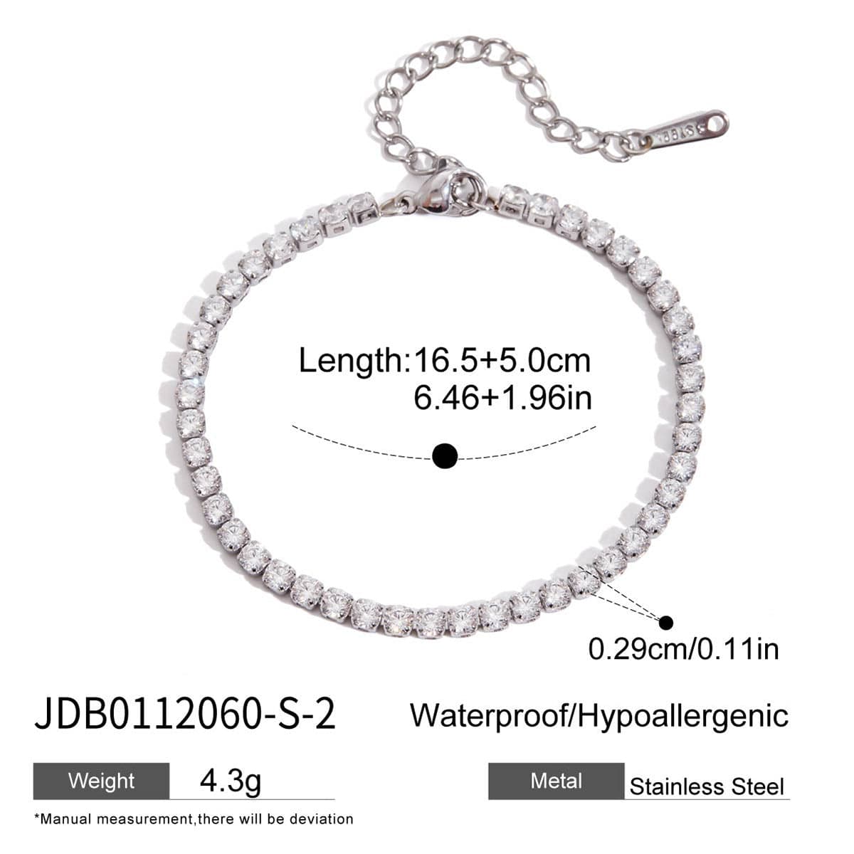 Stainless Steel Zircon Bracelet With A Light-luxury, High-end Feel