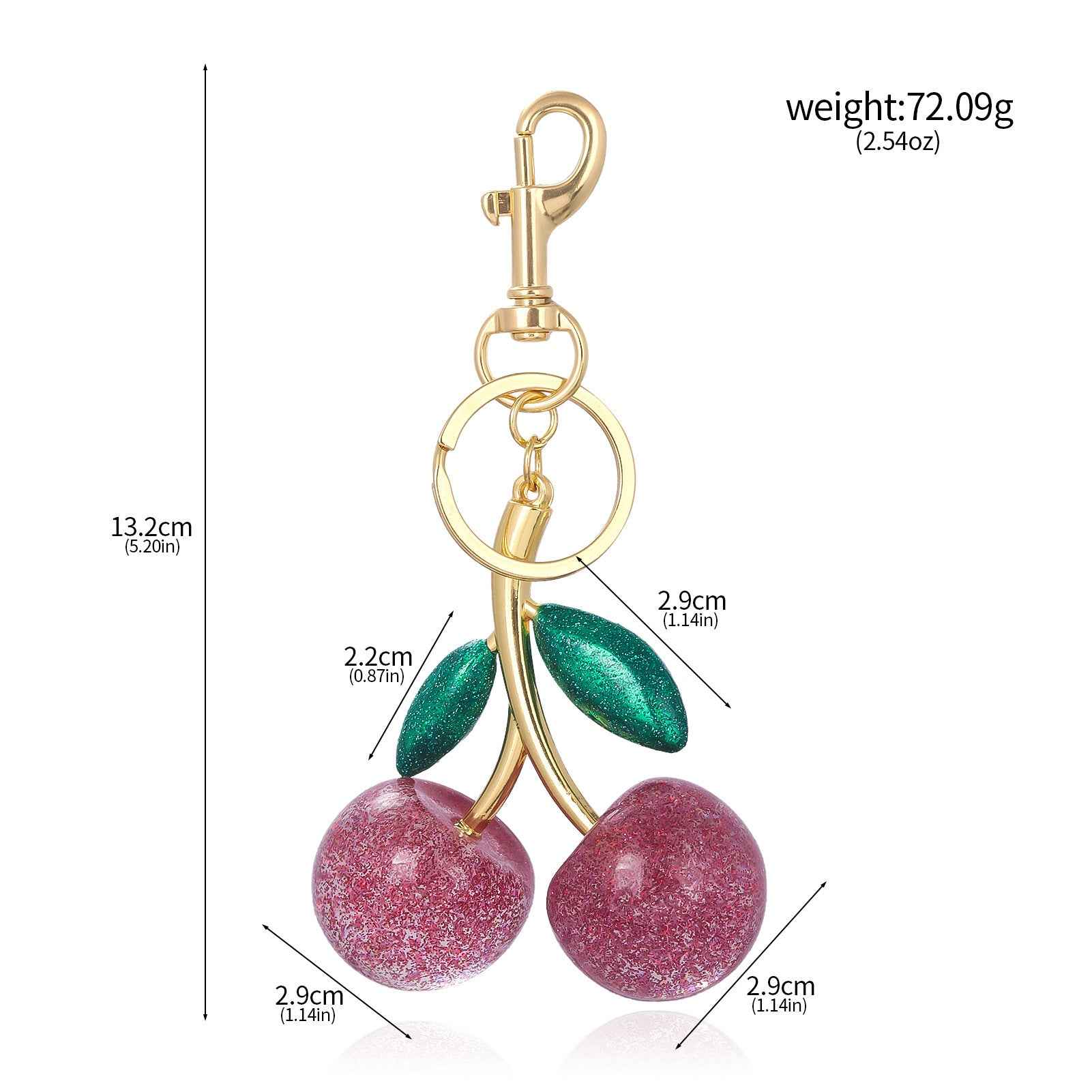 Red Cherry Bag Charm - Crystal Keychain Pendant in Zinc Alloy