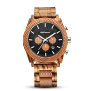 Men's Wood Chronograph Watch - Six Hand Calendar Sports Casual Timepiece for Men