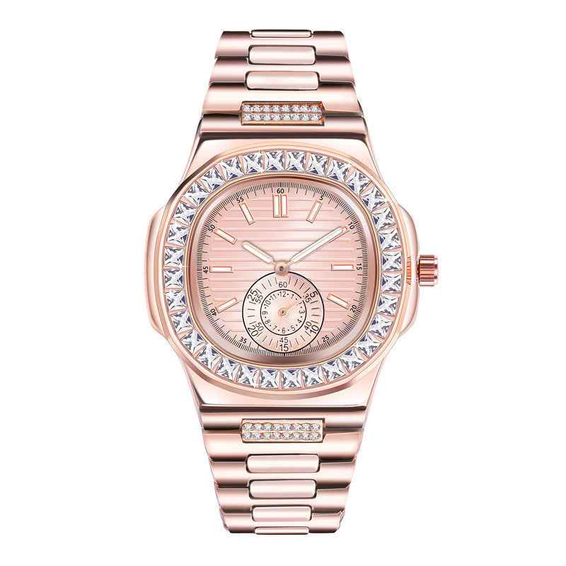 Men's Diamond Watches Fashion Alloy Band Gift Timepieces