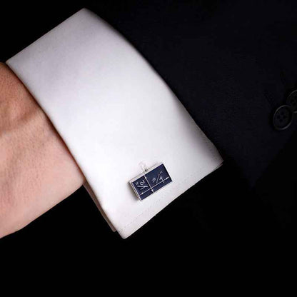 Copper Blue Cufflinks for Men - Elegant Enamel Design