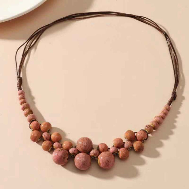 Women’s Ethnic Colorful Ceramic Beaded Necklace – Bohemian Style