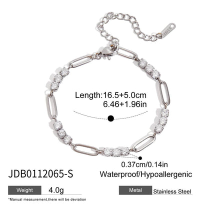 Stainless Steel Zircon Bracelet With A Light-luxury, High-end Feel