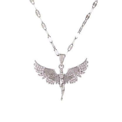 Women’s Dream Moon Necklace - Titanium Steel with Green, Pink, and White Accents for Elegant Style