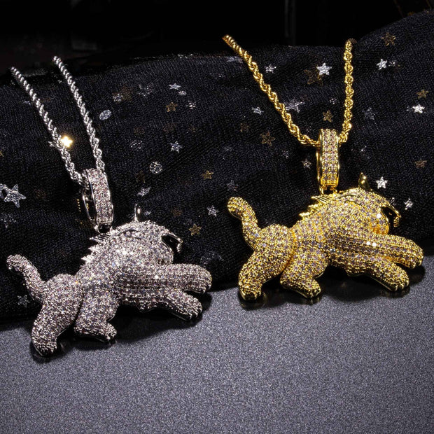 Hip Hop Leopard Pendant Necklace with Full Zircon for Men - Stylish Jewelry for Trendsetters