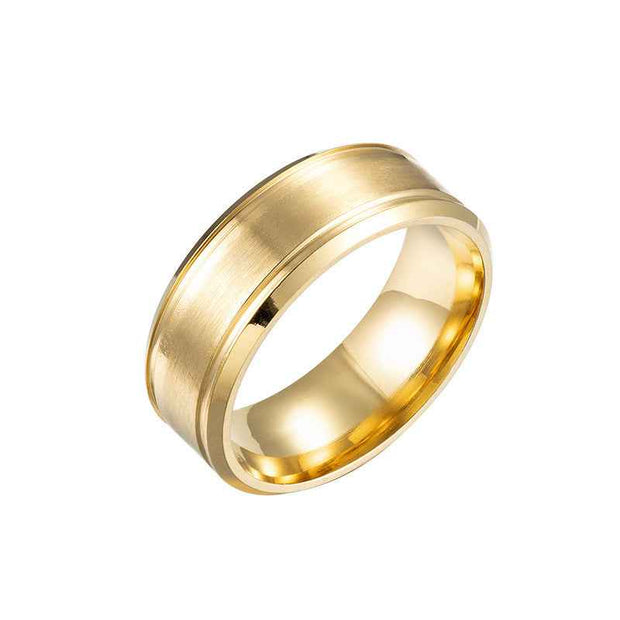 Unisex Stainless Steel Wedding Ring 8 mm – Black/Gold/Silver