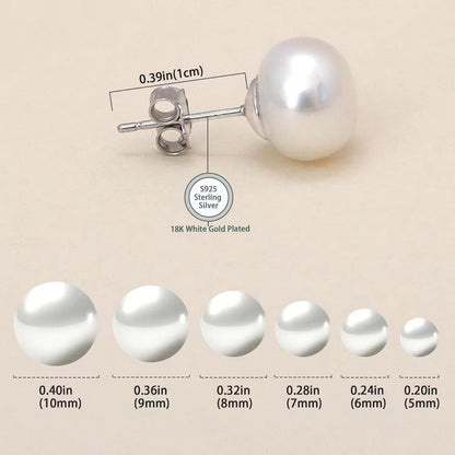 S925 Sterling Silver Needle Natural Freshwater Pearl Ear Studs