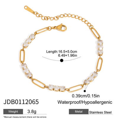 Stainless Steel Zircon Bracelet With A Light-luxury, High-end Feel